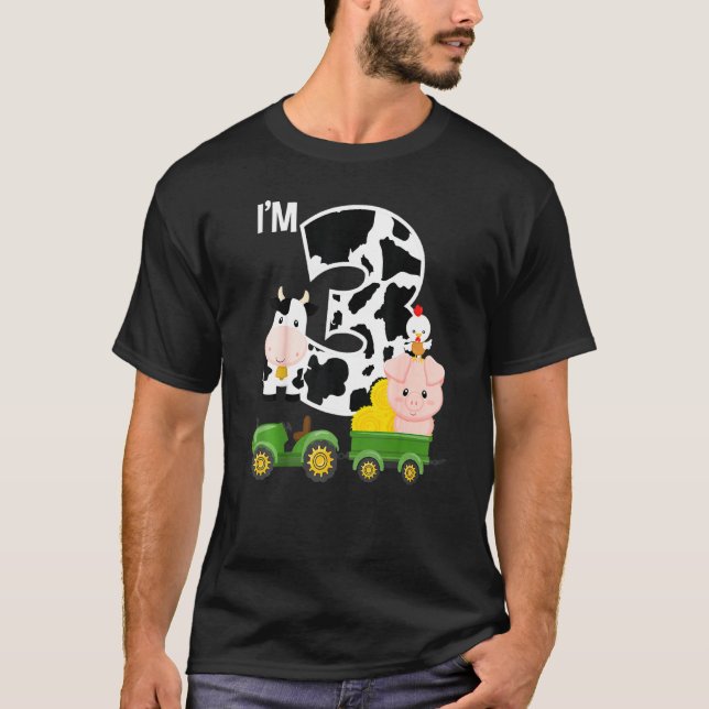 Boskap-traktor 3:e födelsedagen 3:e årsdagen t shirt (Framsida)