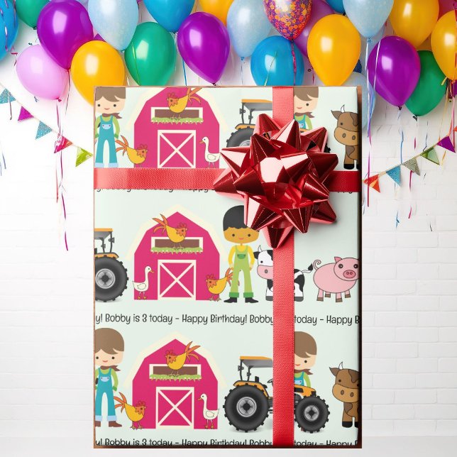 Boskap-traktor Lägg till barns Namn-ålder Presentpapper (Skapare uppladdad)