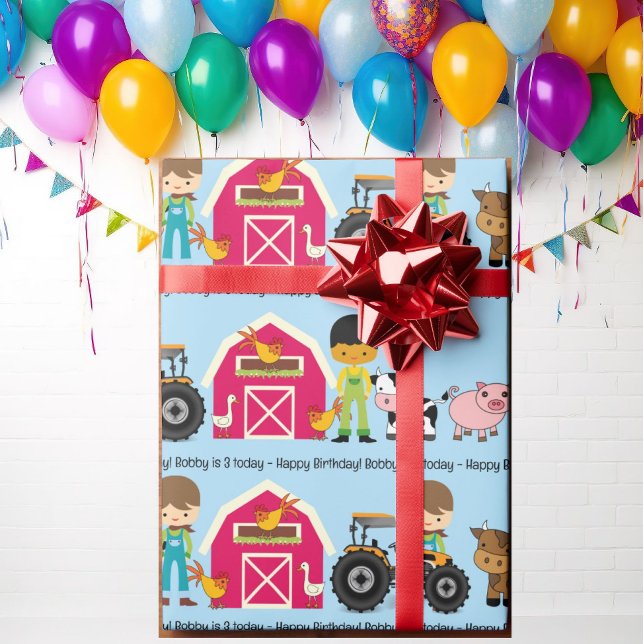 Boskap-traktor Lägg till barns Namn-ålder Presentpapper (Skapare uppladdad)