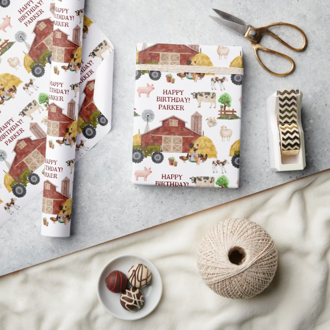 Boskap Watercolor Baby Boskap Presentpapper (Hantverk)