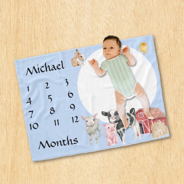 Boskap Watercolor Keepsaké Baby Fleecefilt (Skapare uppladdad)