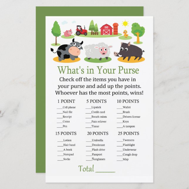 Boskap What's in your purse match (Fram/baksida)