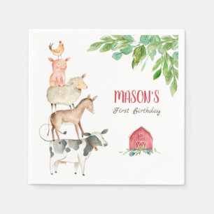 Boskap Zoo Pojkdag Barnyard Pappersservett