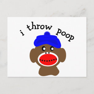 Boskapsapa "I THROW POOP" Vykort