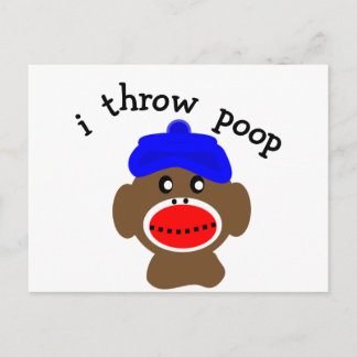 Boskapsapa "I THROW POOP" Vykort