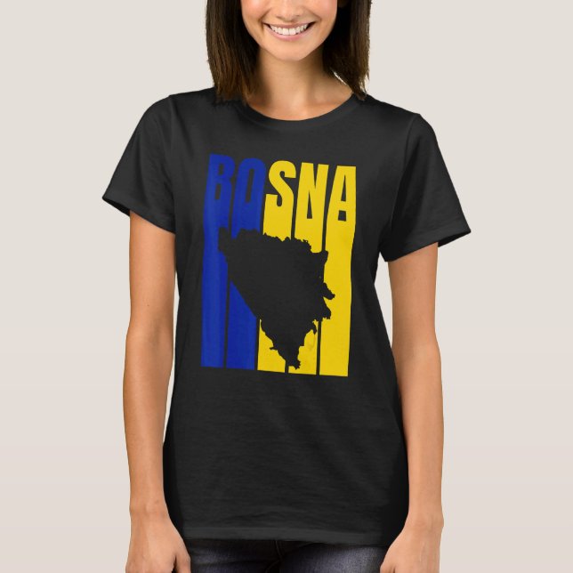 Bosna Silhouette Bosnian Flagga T Shirt (Framsida)