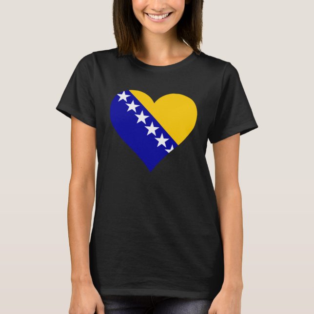 Bosnia and Herzegovina Flag Heart Love T Shirt (Framsida)