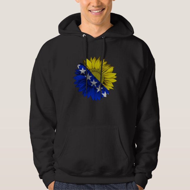 Bosnia and Herzegovina Flag Sunflower Bosnian Root Hoodie (Framsida)