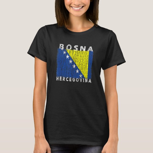 Bosnia and Herzegovina Flag Used Look  For Bosnian T Shirt (Framsida)