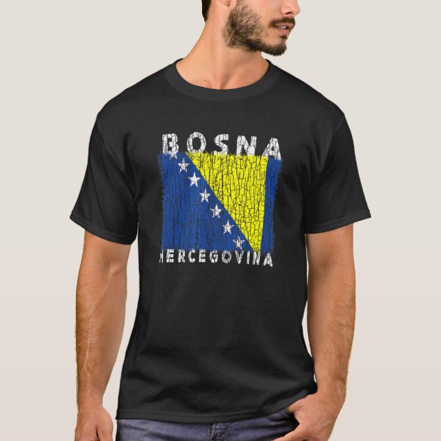 Bosnia and Herzegovina Flag Used Look  For Bosnian T Shirt (Framsida)