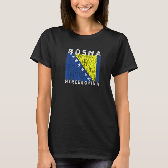Bosnia and Herzegovina Flag Used Look For Bosnians T Shirt (Framsida)