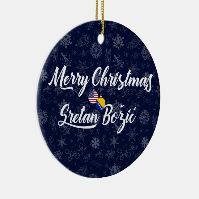 Bosnia and Herzegovina USA Bilingual Christmas Julgransprydnad Keramik (Höger)