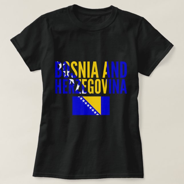 Bosnian Gift - Bosnia and Herzegovina Country Flag T Shirt (Design framsida)