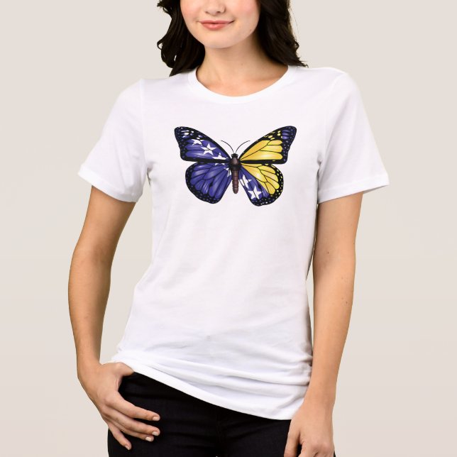 Bosnien Butterfly Monarque Flagga T Shirt (Framsida)