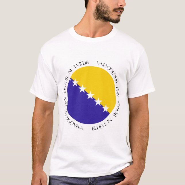 Bosnien flagg patriotisk kläder t shirt (Framsida)
