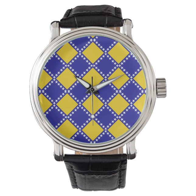 Bosnien flagga mönster armbandsur (Framsida)