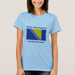 Bosnien Hercegovina Flagga + Karta + Text T-Shirt