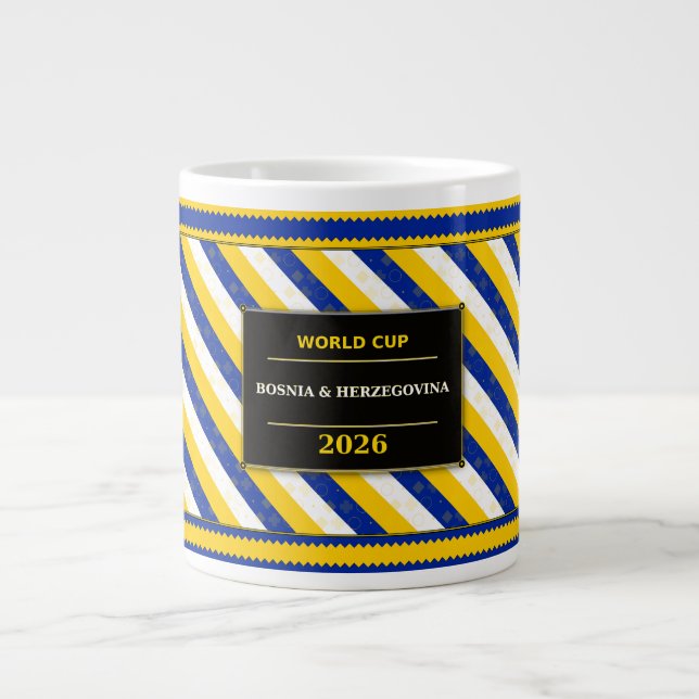 Bosnien Hercegovina Fotboll Fanflagga Färger Randi Jumbo Mugg (Framsidan)