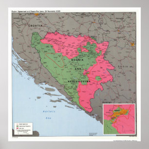 Bosnien & Hercegovina karta - 1995 Poster