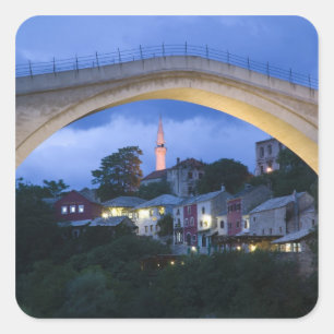 Bosnien-Hercegovina - Mostar. Gamla bron 2 Fyrkantigt Klistermärke