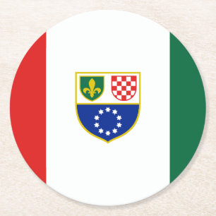 Bosnien Hercegovinas federationens flagga Underlägg Papper Rund