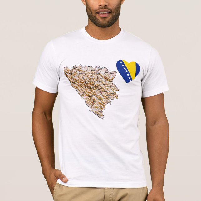 Bosnien - herzegovina flaggahjärta och t-shirt (Framsida)