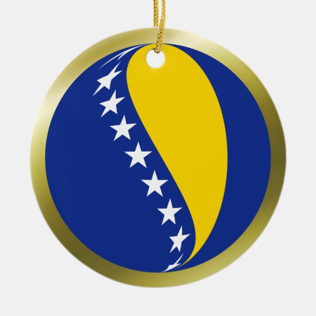 Bosnien - herzegovina flaggaprydnad julgransprydnad keramik (Framsidan)