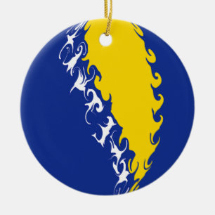 Bosnien - herzegovina Gnarly flagga Julgransprydnad Keramik