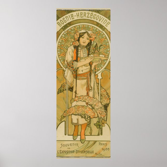 Bosnien och Hercegovina av Alphonse Mucha 1900 Poster (Framsidan)