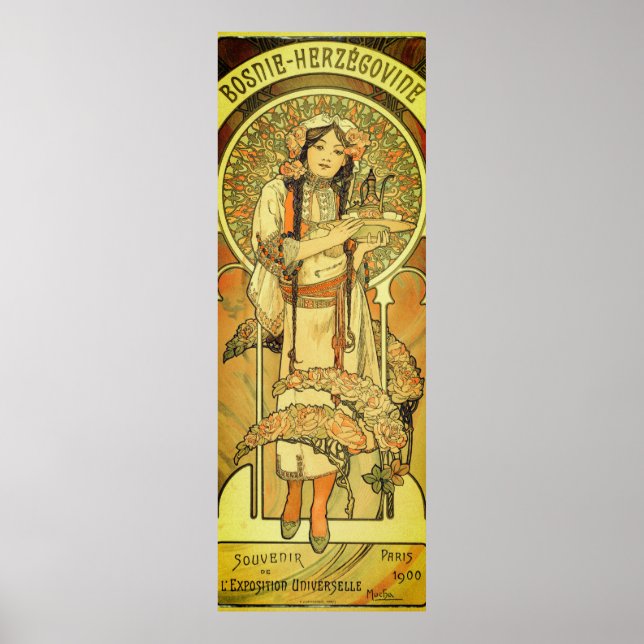 Bosnien och Hercegovina av Alphonse Mucha 1900 Poster (Framsidan)