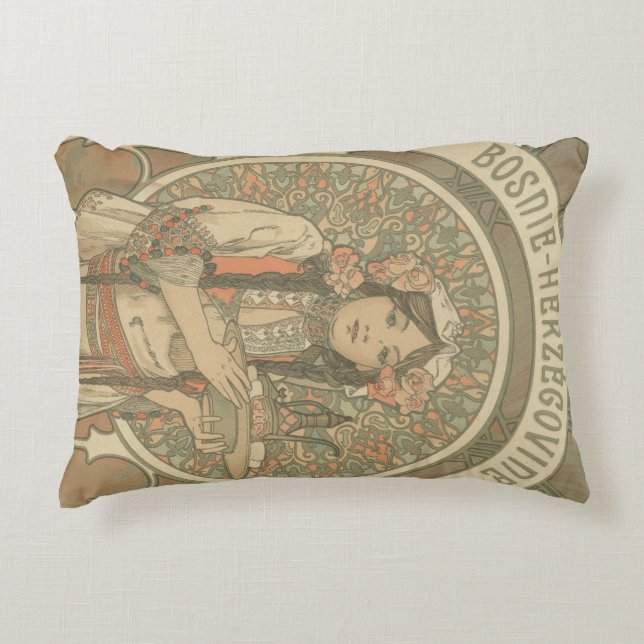 Bosnien och Hercegovina av Alphonse Mucha (1900) Prydnadskudde (Framsidan)