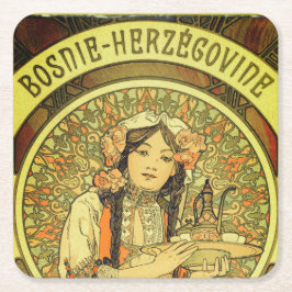 Bosnien och Hercegovina av Alphonse Mucha 1900 Underlägg Papper Kvadrat