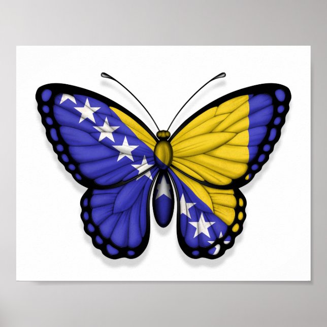 Bosnien och Hercegovina Butterfly Flagga Poster (Framsidan)