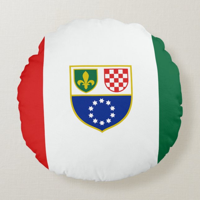 Bosnien och Hercegovina Federation Flagga Rund Kudde (Framsidan)