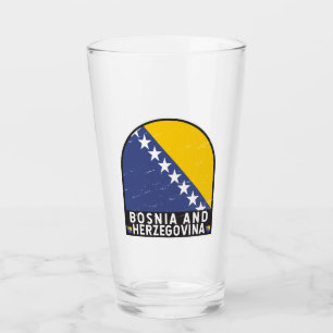 Bosnien och Hercegovina Flagga Emblem Distress Glaskopp