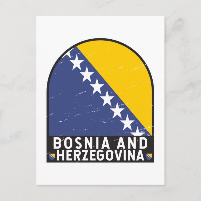 Bosnien och Hercegovina Flagga Emblem Distress Vykort (Framsida)