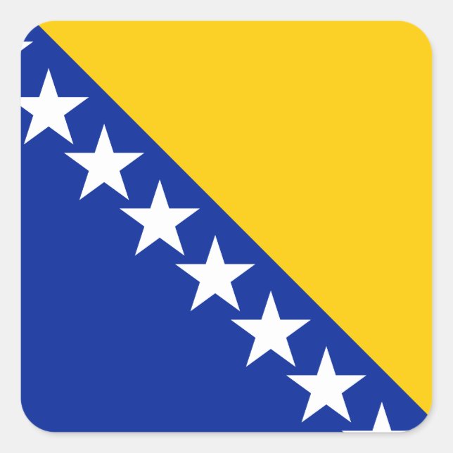 Bosnien och Hercegovina-Flagga Fyrkantigt Klistermärke (Framsida)