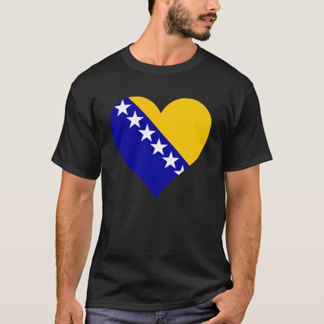 Bosnien och Hercegovina Flagga Heart Kärlek T Shirt (Framsida)