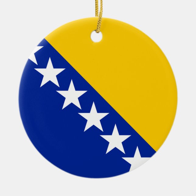 Bosnien och Hercegovina-Flagga Julgransprydnad Keramik (Framsidan)