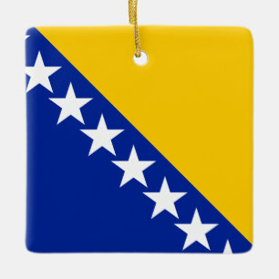 Bosnien och Hercegovina-Flagga Julgransprydnad Keramik