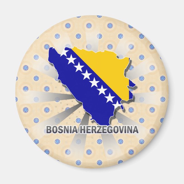 Bosnien och Hercegovina Flagga Karta 2.0 Magnet (Framsidan)