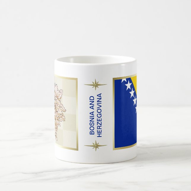 Bosnien och Hercegovina Flagga + Karta Mugg (Center)