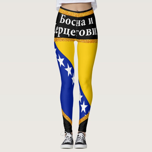 Bosnien och Hercegovina flagga Leggings (Framsida)