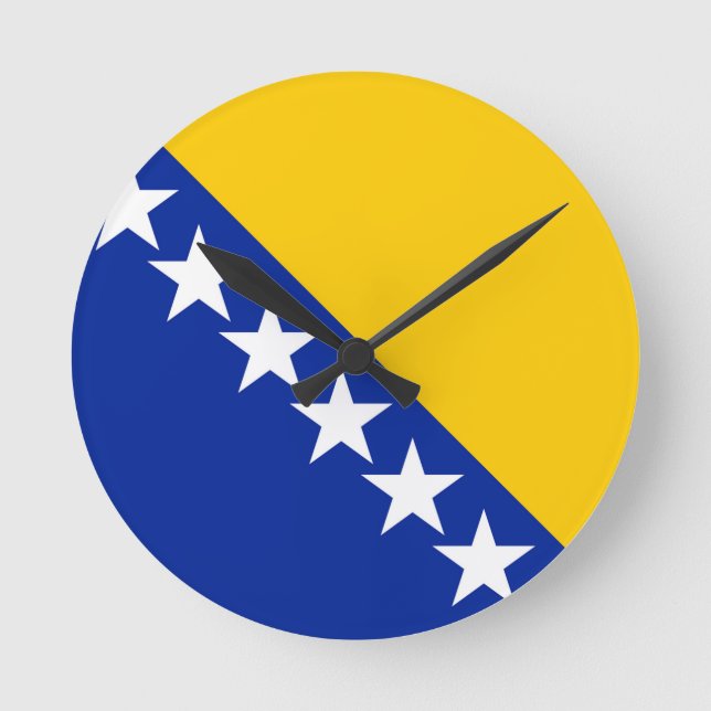 Bosnien och Hercegovina-Flagga Rund Klocka (Framsida)
