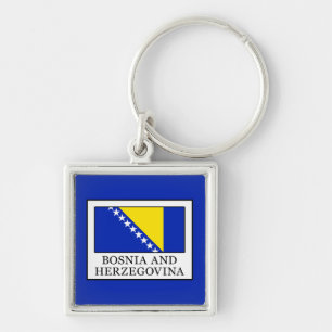 Bosnien och Hercegovina Fyrkantig Silverfärgad Nyckelring