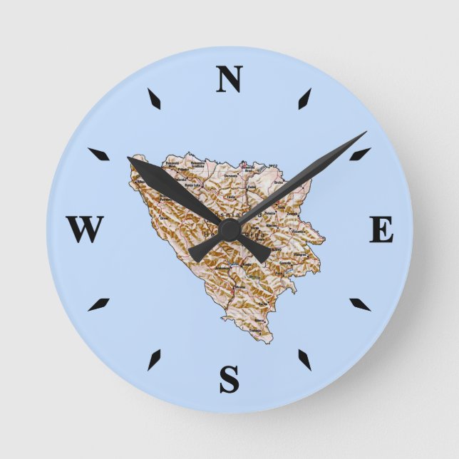 Bosnien och Hercegovina Karta Clock Rund Klocka (Framsida)