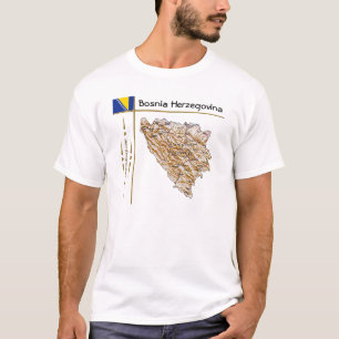 Bosnien och Hercegovina Karta + Flagga + avdelning T-shirt