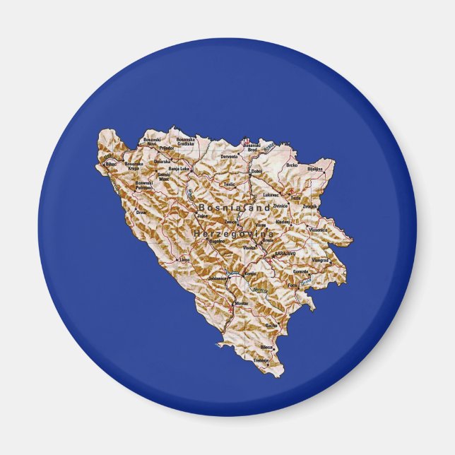 Bosnien och Hercegovina Karta Magnet (Framsidan)