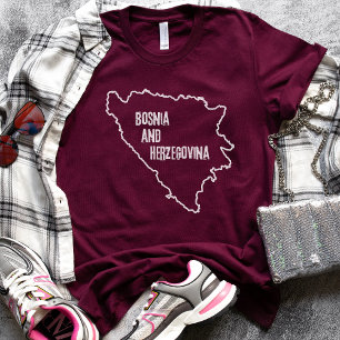 Bosnien och Hercegovina Karta Tee Shirt Land Line