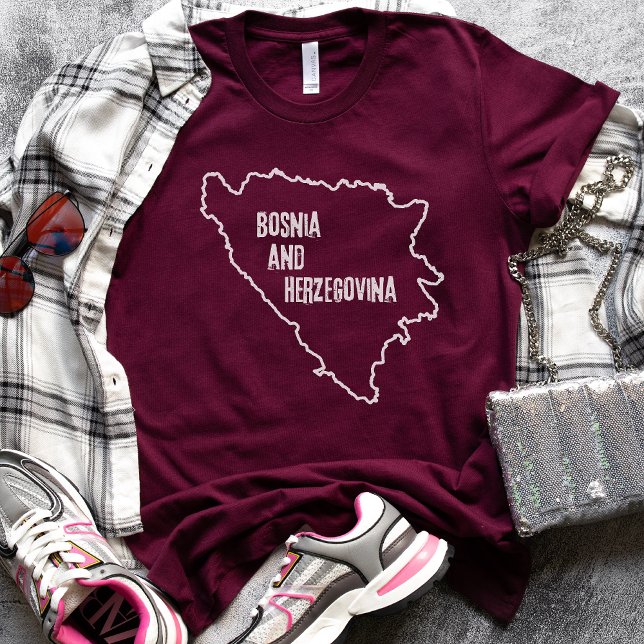Bosnien och Hercegovina Karta Tee Shirt Land Line (Skapare uppladdad)